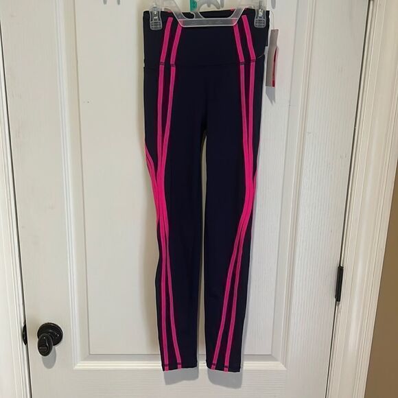 New Lilly Pulitzer Weekender High Rise 26" Leggings True Navy Pink Stripe - Picture 1 of 7